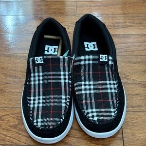 DC  Black, White, and Red Plaid Sneakers